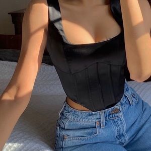 danielle guizio black corset top